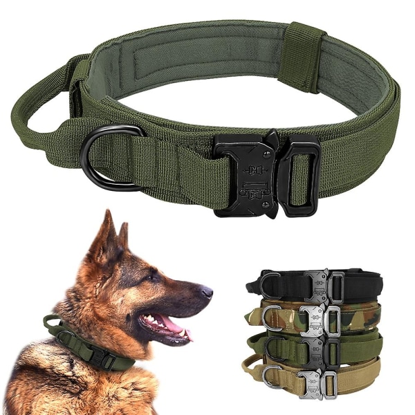 Militärt taktiskt hundhalsband Tyskt medium och stort hundhalsband Gåträning Slitstarkt hundhalsband kontrollhandtag 42-54 cm