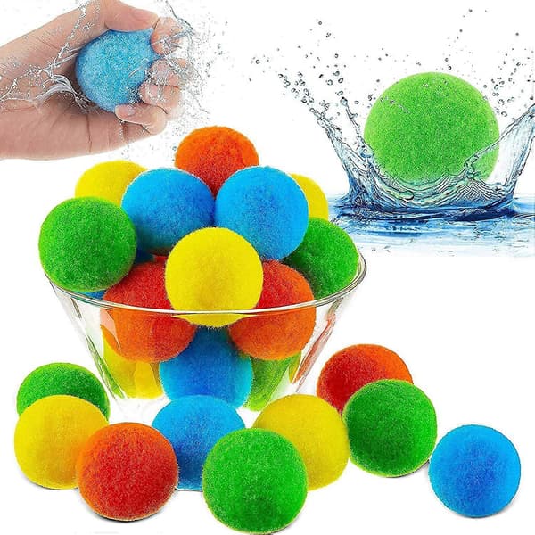 Återanvändbara vattenbollar Absorberande bomullsbollar Utomhus vattenstudsboll Red 10Pcs