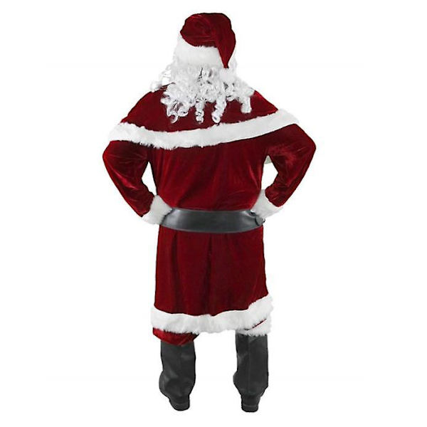 8 Delars Jultomtedräkt för Män Jul Deluxe Sammet M