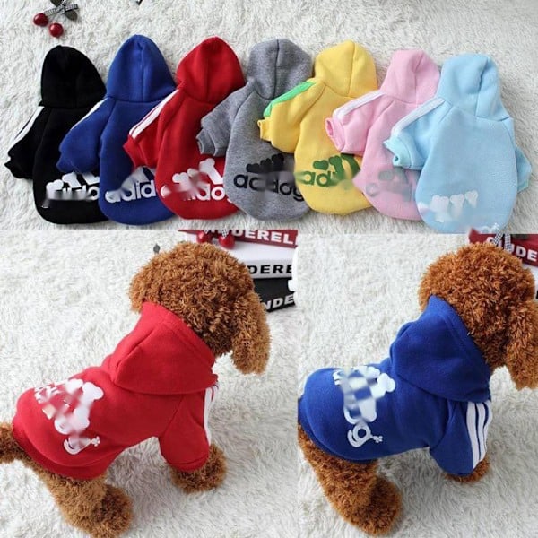Hundkläder Adidog 2024 Nya Vinterkläder för Små och Mellanstora Hundar Hoodies Valpkläder Tröja Marinblå 6Xl 18kg*22.5kg Navy blue