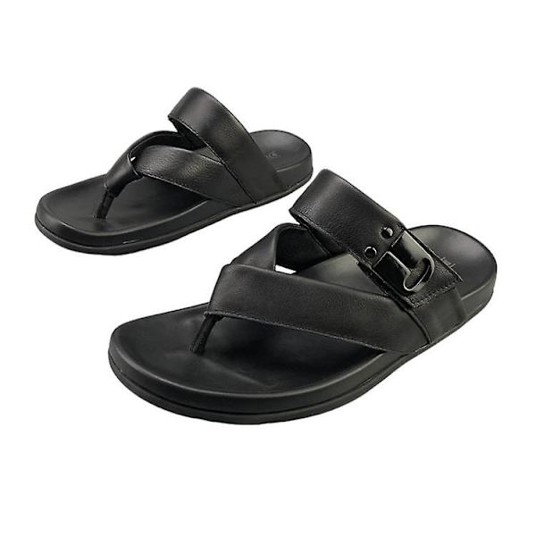 Herr Läder Topplager Nappa Casual Flip-flops Bekväma Sandaler 44