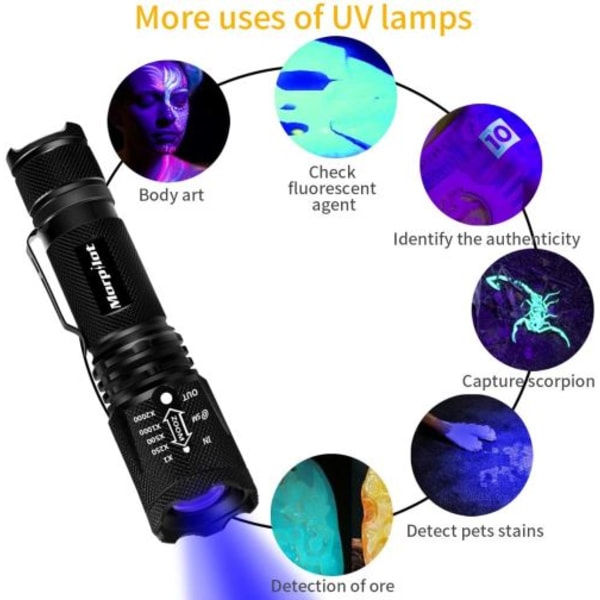LED-ficklampa, taktisk UV-ficklampa, 500 lumen kraftfull, 4