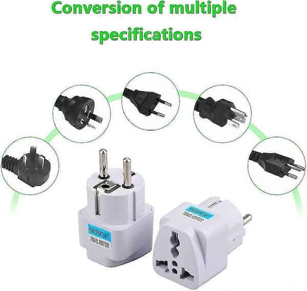 [LCS]Pieces Universal Frankrike Resekontaktadapter Europa Reseadapter CE Internationell Certifiering -vit