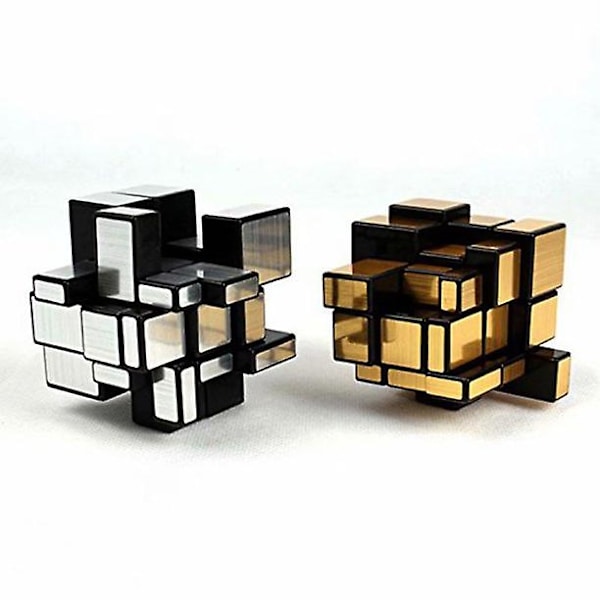Mirror Speed Cube Pussel 3x3x3 Guld Och Silver Mirror Magic Cube Oregelbunden Speedcubing Set 2 Pack