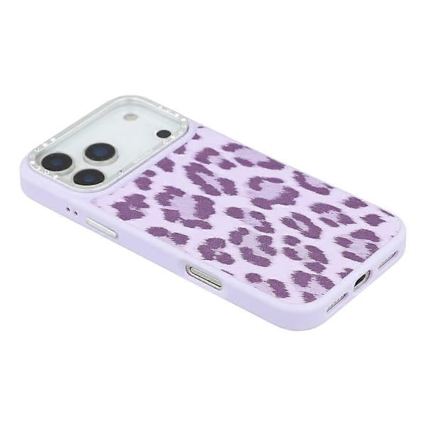 [LCS]JAUCASE Kompatibel med iPhone 17 Pro Max Magnetisk Deksel Leopardmønster PU + TPU + PC Telefonbakdeksel Purple