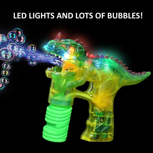 Elektrisk Jurassic Dinosaur Boblepistol Skyter Lysende LED Blinkende Bobleblåser