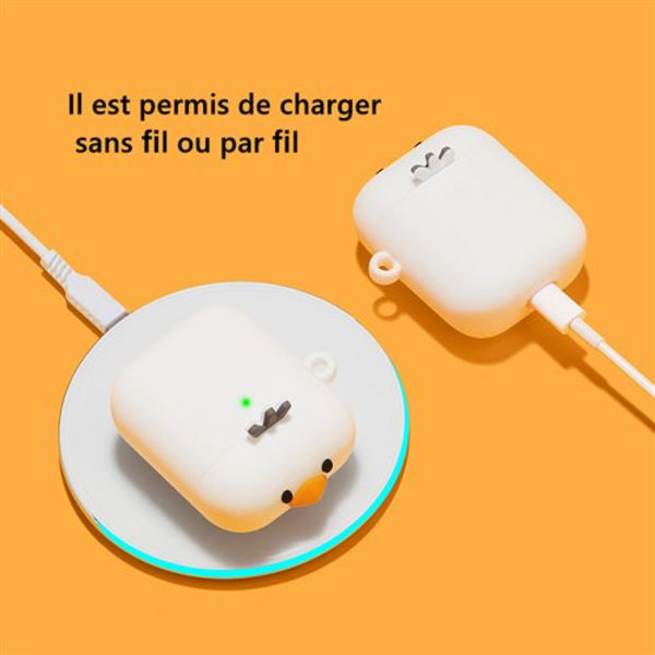 Silikonskal för Airpods 1/2 - Anka - Vit