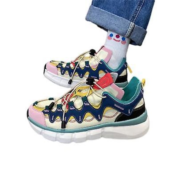 Tynde Farverige Chic Sneakers Til Mænd Og Kvinder Åndbare blue rice 43