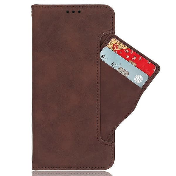 Kompatibelt etui til Nothing CMF Phone 1 i læder med stativ og flere kortpladser Brown