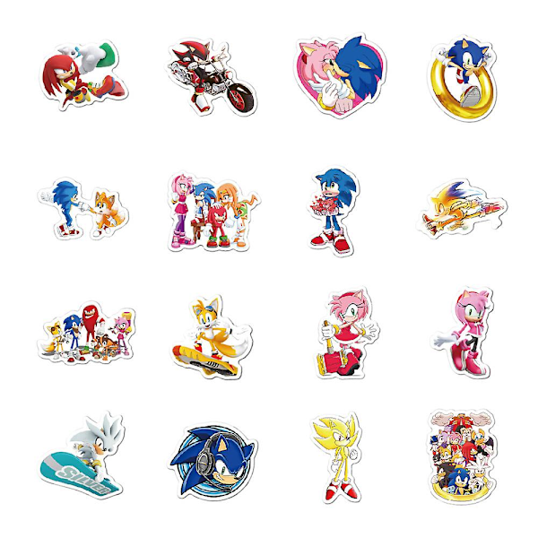 50 kpl Sonic Doodle -tarroja, animoituja tarroja, yhteensopivia kannettavan tietokoneen, matkatavaroiden ja mukin kanssa