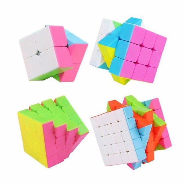 Cube Bundle 2x2 3x3 4x4 5x5 Speed Cube Sett Klistremerkeløs Puslespill Leke Gave