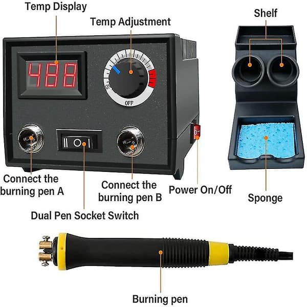 [LCS] Pyrography Wood Burning Kit Wood Burner Tool Dual Pen 60w Upgraded Adjustable Pyrography Machine