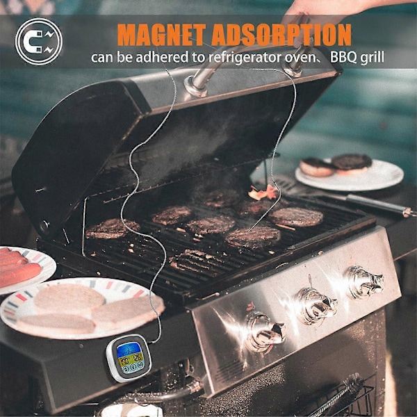 Touchscreen Kötttermometer Matlagningstermometer BBQ Grill Röktermometer Timer Varning Matlagning Bakning Ugn Digital Termometer