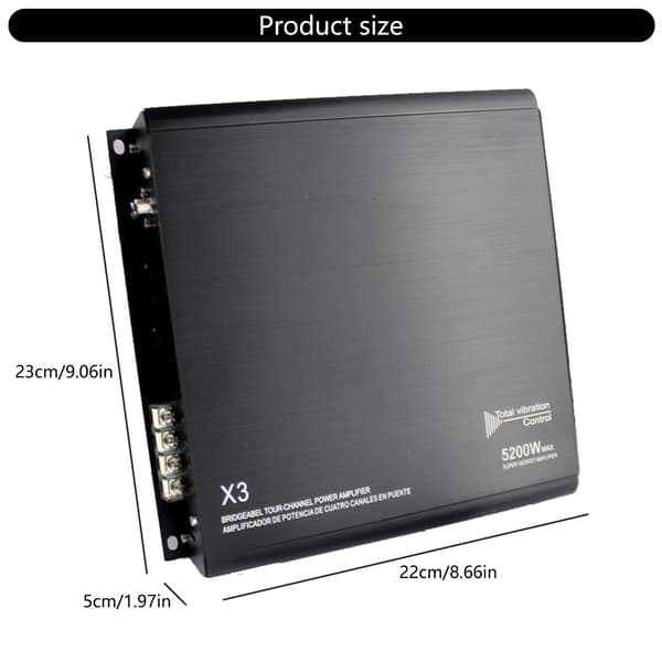 [LCS]Bilstereo 2-kanalsförstärkare 5200W effekt Termiskt skydd Enkel installation