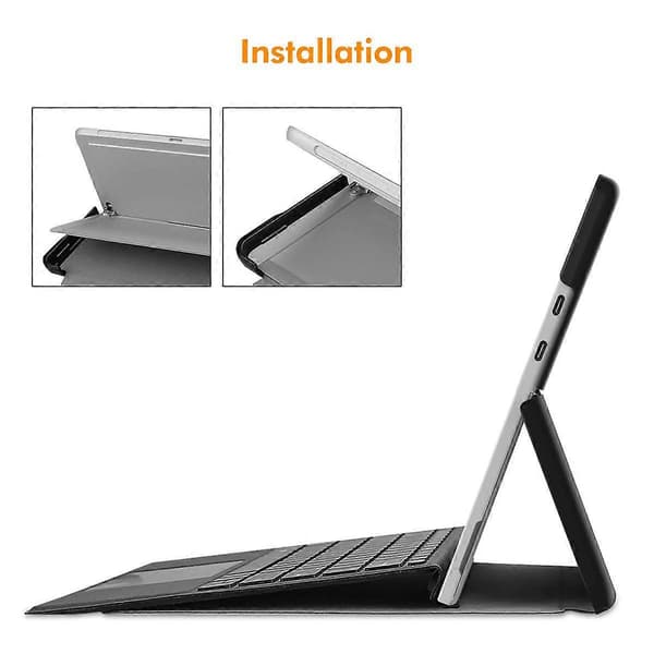 För Microsoft Surface Pro 12 tums fodral i PU-läder + PC skyddsfodral med stativ Grey