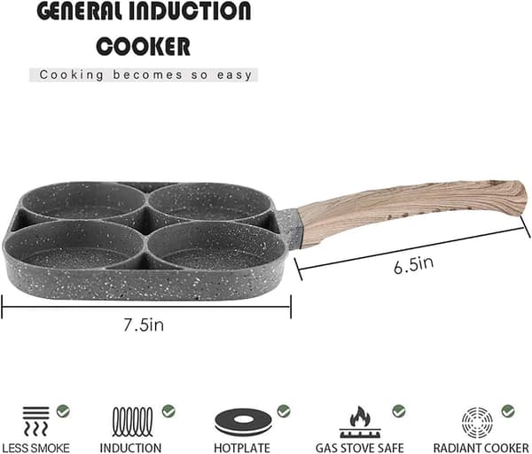 [LCS] Non-stick stekepanne med 4 hull Pannekakepanne Stekt egg Hamburgerpanne