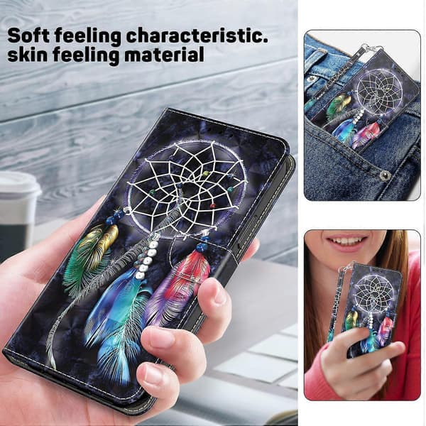 Til iPhone 16 Plus Stativdeksel Glitrende Telefon Skinnveske Glidelåslomme Multicolor Dream Catcher