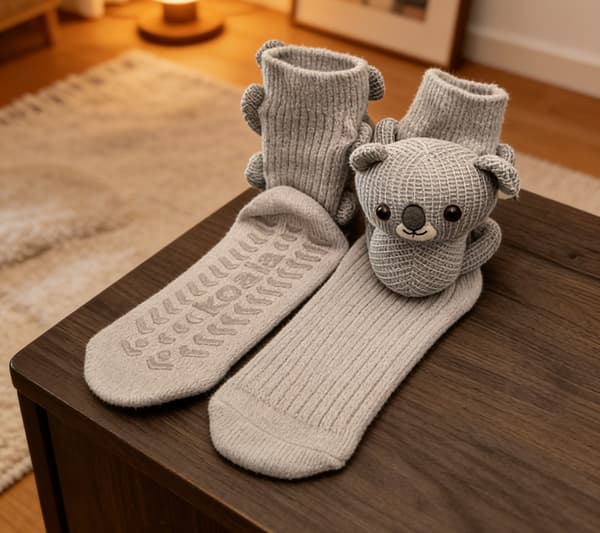 [LCS] 2 par 3D-strikkede dyrestrømper – Håndhæklede søde varme nyhedsstrømper til gulv til ju Koala + Sloth