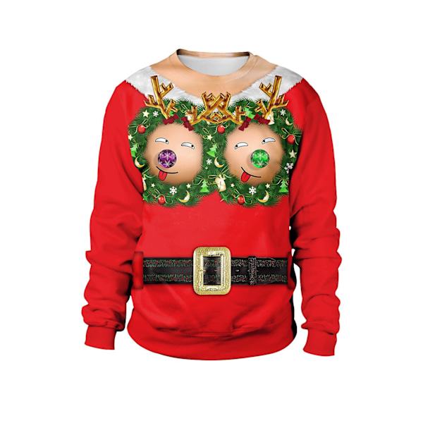 Jul Tröja, jul Spoof Bröstlös Navel Hår 3d Tröja Par Tröja S3 M
