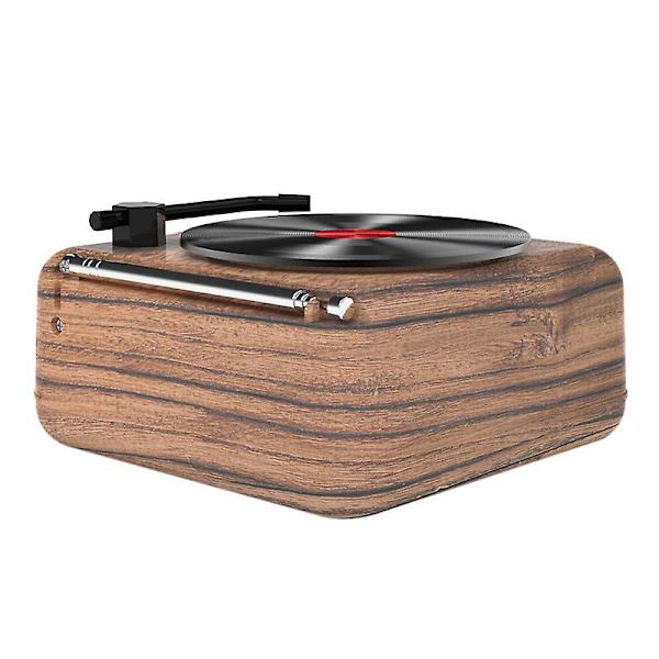 Kannettava vinyylilevysoitin sisäänrakennetuilla kaiuttimilla, klassinen vinyylisoitin Wood Color