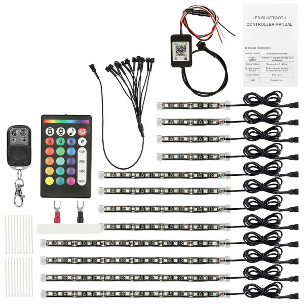 Rgb Motorsykkel Led Lys Under Neonstripe Bluetooth App Kontrollsett