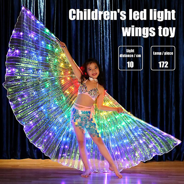 Barn Dansare LED Kappa Föreställning Ljusfjärilsvinge Magdans Karneval Rekvisita A