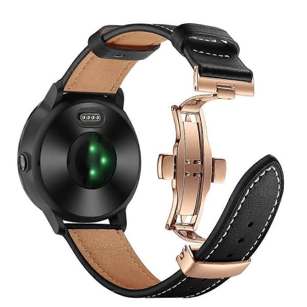 [LCS]20mm Top-layer koskind ægte læder urrem erstatning til Garmin Vivoactive 3 Vivom Multicolor Rose Gold+Black