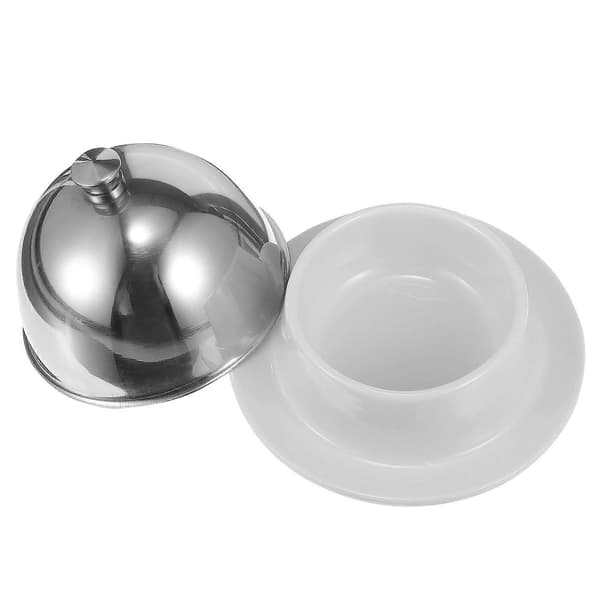 [LCS] Keramisk smörrätt Multifunktionell matbehållare för hemmabruk Silver 9.50X9.50X6.00CM