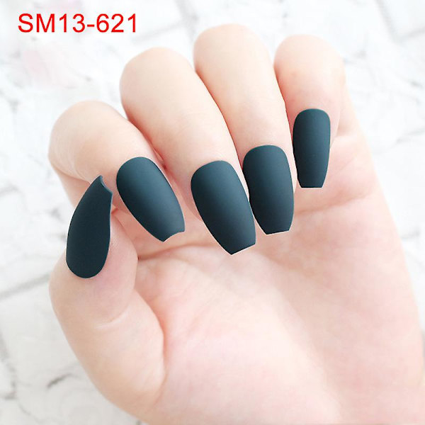 24 stk./sæt Matte Kunstige Negle Fuld Spids Kvinder Falske Fingernegle Neglekunst Dekoration Værktøj Sm13-621