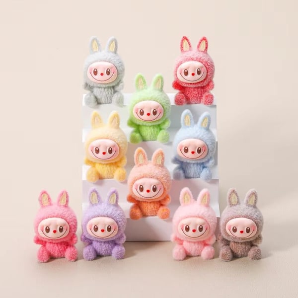 Labubu Macaron Udvalgt Mini Dukke Blind Box Candy Farve Håndlavet Model Skrivebord Udsøgt Ornament Mystisk Boks Perifere Gaver Random 1 pcs