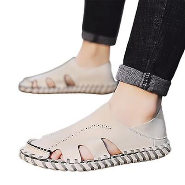 Herr Casual Sandaler Läder Strandskor Baotou beige 41
