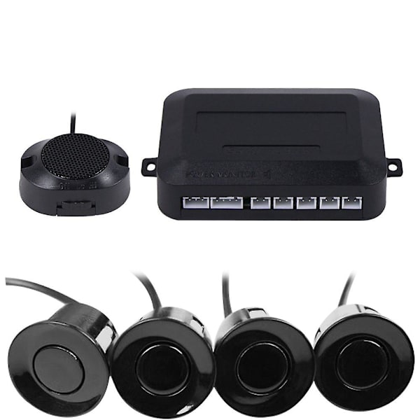 Bil Bakradar System, Buzzer Lyd, Detektionsafstand: 30~150cm, Vandtæt Sensor (22mm Diameter 2.3m Kabel) 4 Pakker X60d (sort)