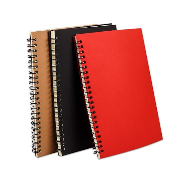 A5 Spiralblock med Spiralbindning 50 Ark 5-pack Blandade Enfärgade Färger red