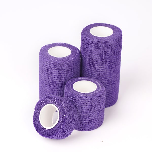 2 stk fargede elastiske selvklebende sportsbandasjer for hånd og håndledd, bandasje for binding av ku bein og bordben, beskyttende bandasje Mørk Lilla 10cm*4.5m Dark Purple