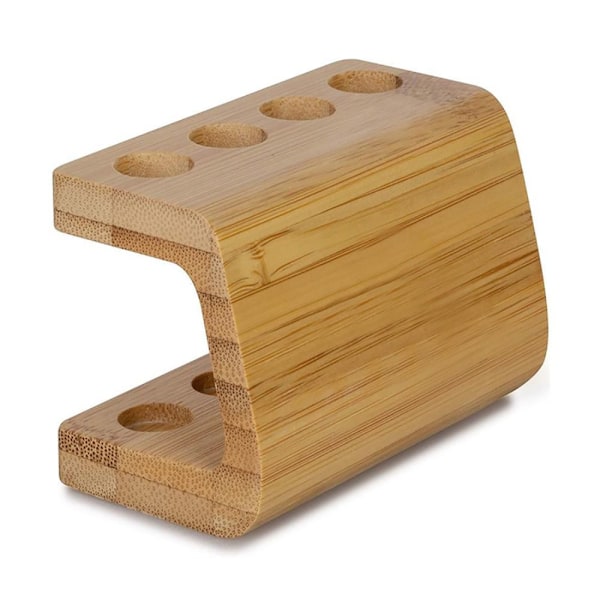 Tandbørstehovedholder i bambus, opbevaring, 4 rum 4 Slots