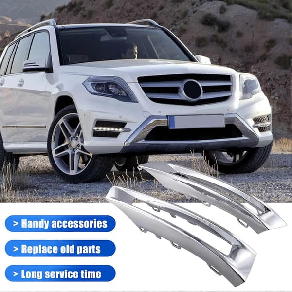 1 par støtfangerlist tåkelysgrilldeksel for Mercedes Benz GLK Silver