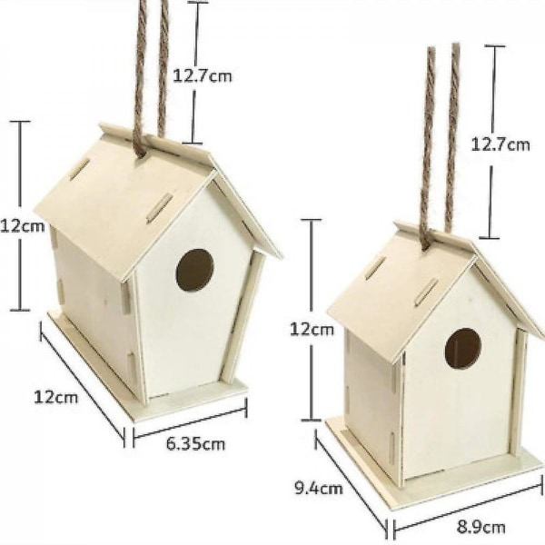 2-pak DIY Fuglehus Sæt, Byg og Mal Fuglehus