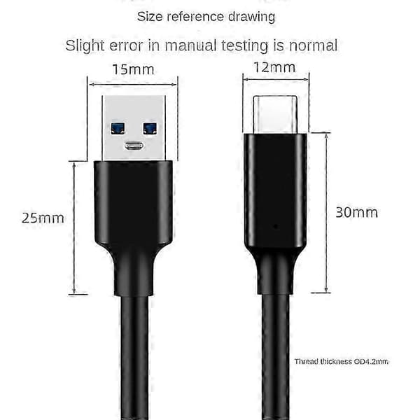 [LCS]USB3.2 10Gbps Typ C-kabel USB A till Typ-C 3.2 Dataöverföring USB C SSD hårddiskkabel PD 60W 3A Qui Black