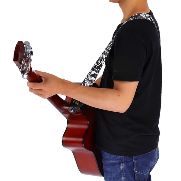 [LCS] Axelrem i bomullsvävd justerbar gitarr kompatibel med folkgitarr elgitarrer (C)