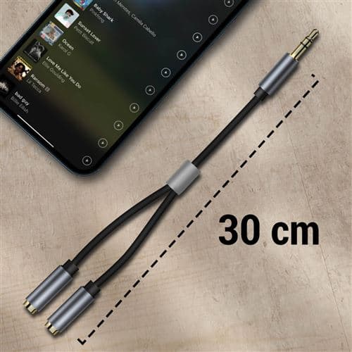 [LCS] Lydadapter Jack 3,5 mm hann til dobbel Jack 3,5 mm hunn