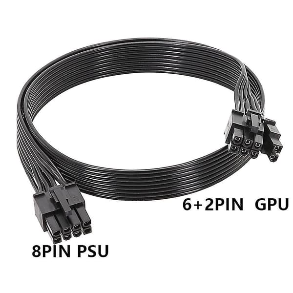 8-bens til 8-bens (6+2) PCIe strømkabel 18AWG til grafikkort - 50 cm