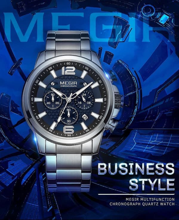 [LCS]Herre Quartz Armbåndsur Mænd Rustfrit Stål Rem Kronograf Ur