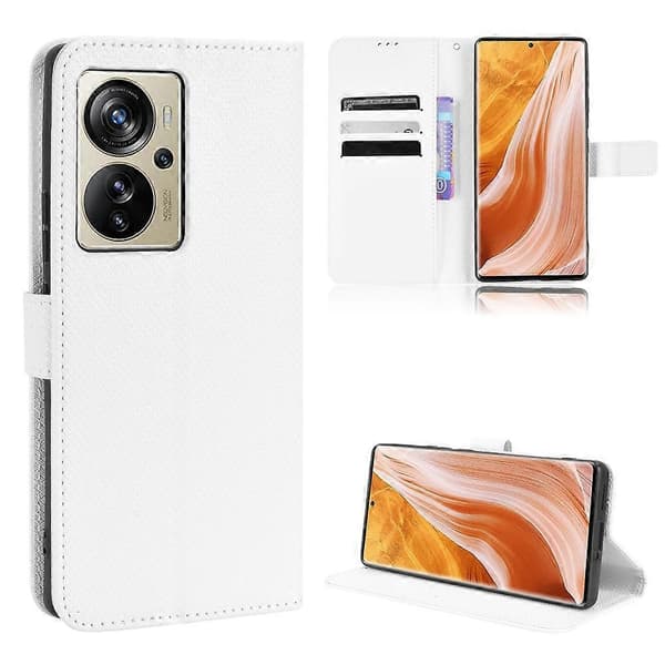 [LCS] För ZTE Axon 40 Pro Diamanttextur Läder Telefonfodral White
