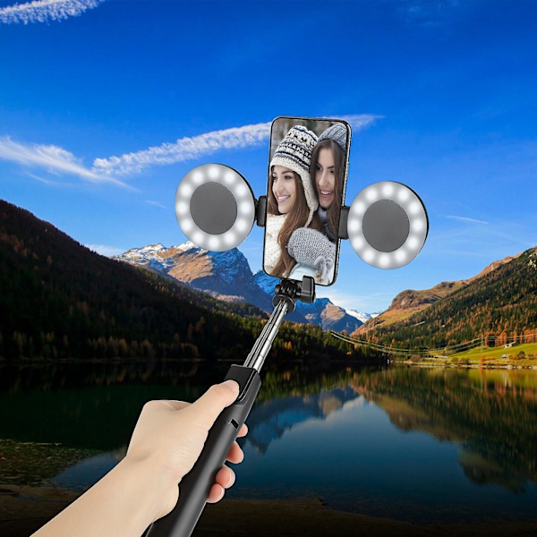 Selfie-tikku puhelinpidikkeellä With Two Ring Light