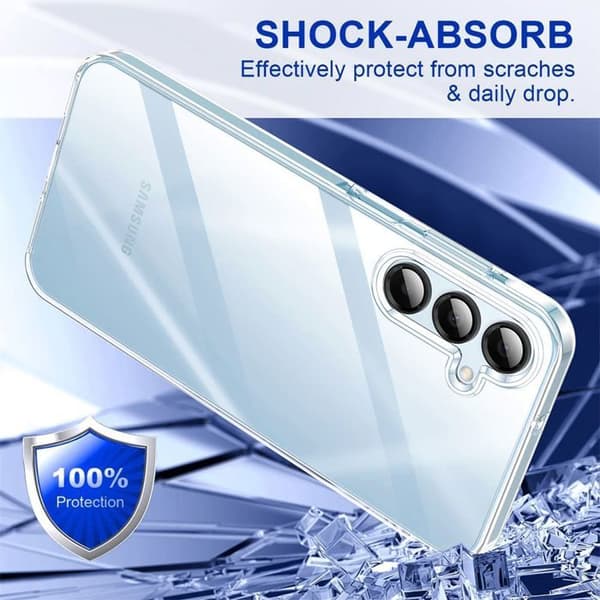 [LCS] Protective Case - BOOLING - for Samsung Galaxy S25 FE - Shock Absorbing - Transparent - Full Soft and Hard Transparent
