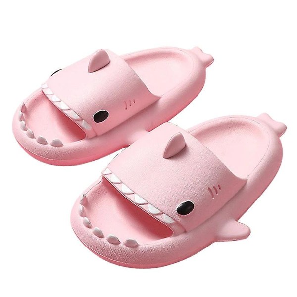 Slider Shoes Cartoon Shark Shape Sliders för barn Sommar Non-sli Pink 22cm (internal length)