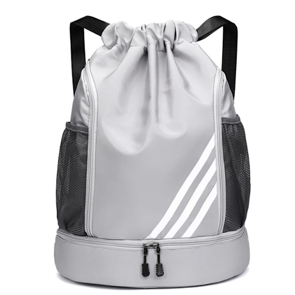 Lynlåse, Vandtæt Svømmetaske til Børn og Voksne, Stor Lynlås Gymnastiktaske, Sports Lynlås Gymnastikrygsæk, Unisex PE Taske med Skorum grey