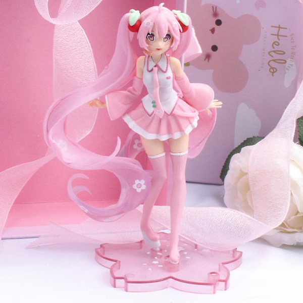 Anime Miku Hatsune Flickfigurer för Flickor PVC Ornament Tårtdekorationer Barn Mini Leksaker