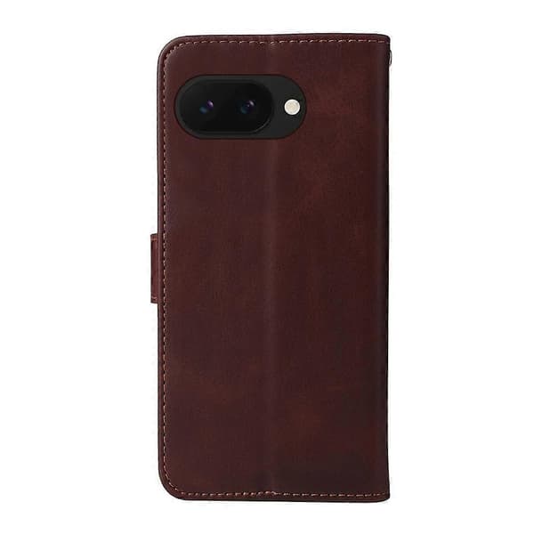 Klassisk kalvetekstur flip læder telefoncover til Google Pixel 9a Brown