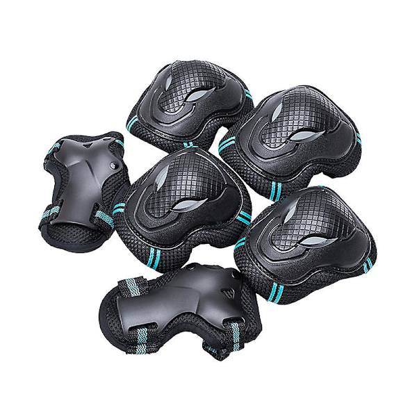 6 st/set Knäskydd Armbågsskydd Handledsskydd Skyddsutrustning Set för tonåringar och vuxna för rullskridskoåkning Blue Black M